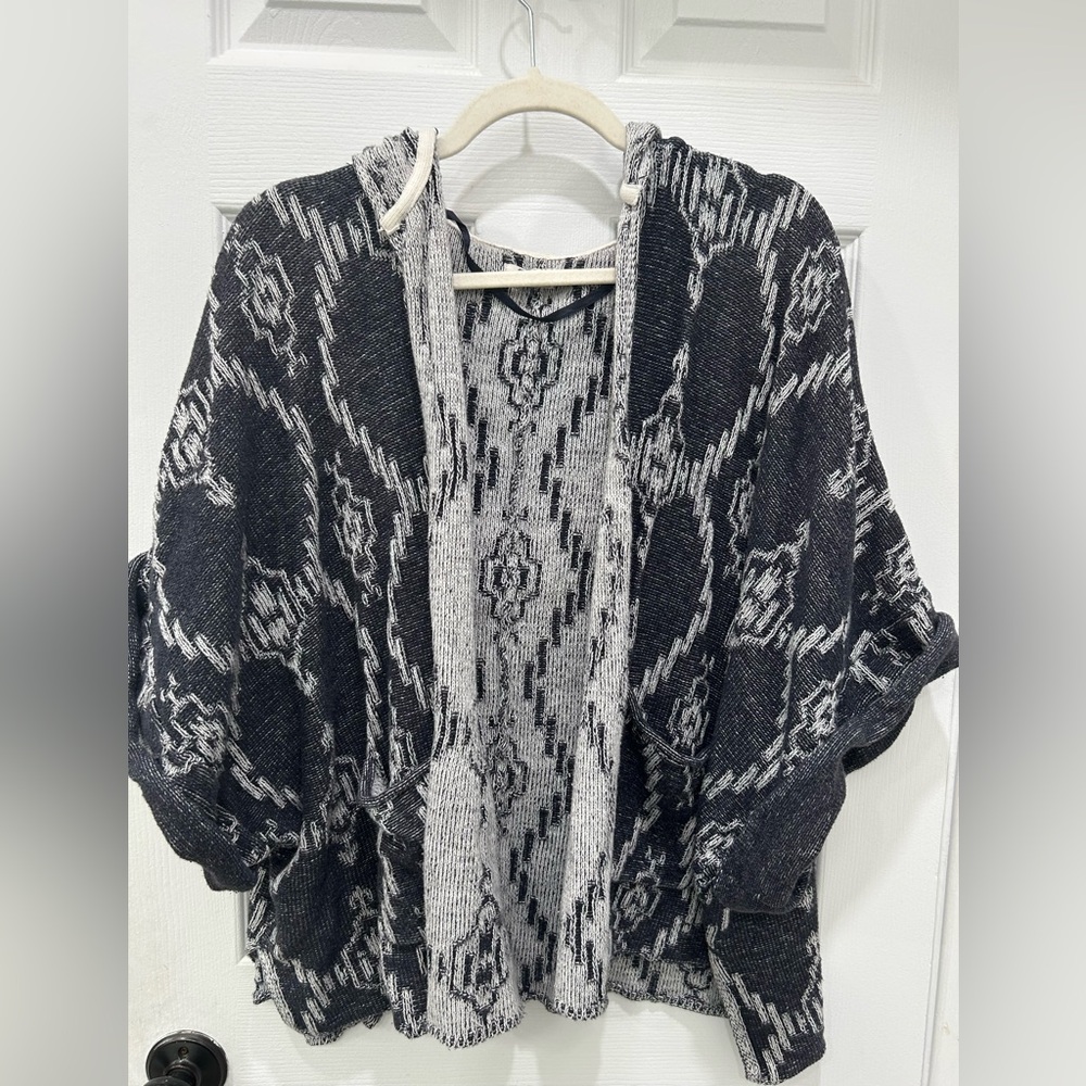 ROXY Hooded Knit Open Front Shaw Cardigan size M